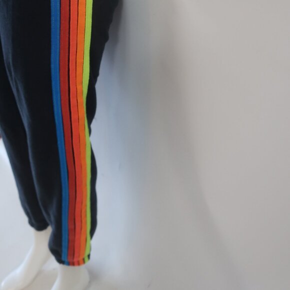 Women Aviator Nation Black Rainbow Neon 5-Striped Jogger Sweatpants M - Picture 6 of 13